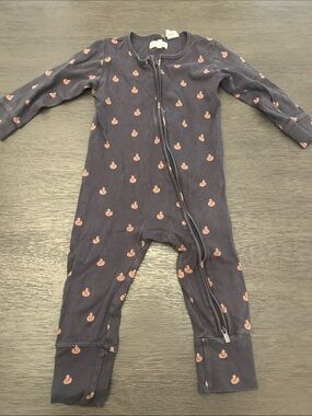Jamie Kay Navy Footed Zipper Pajama with fox print